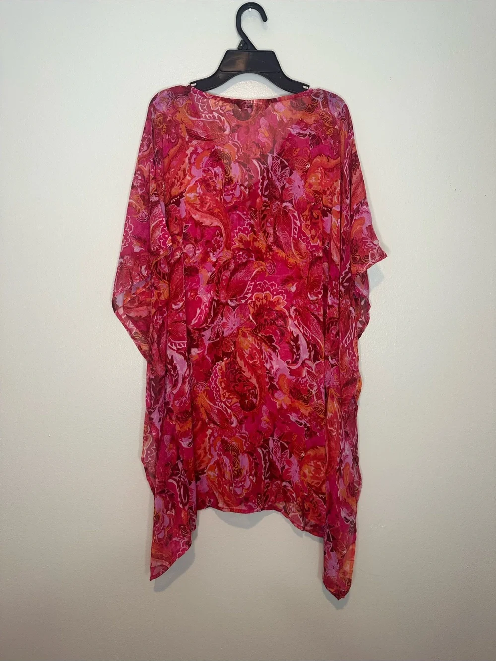 Lauren Ralph Lauren Women’s Floral Pink and Orange Sheer Beach Cover Up OS